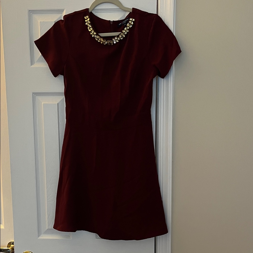 One Clothing Burgundy Mini Dress with Necklace